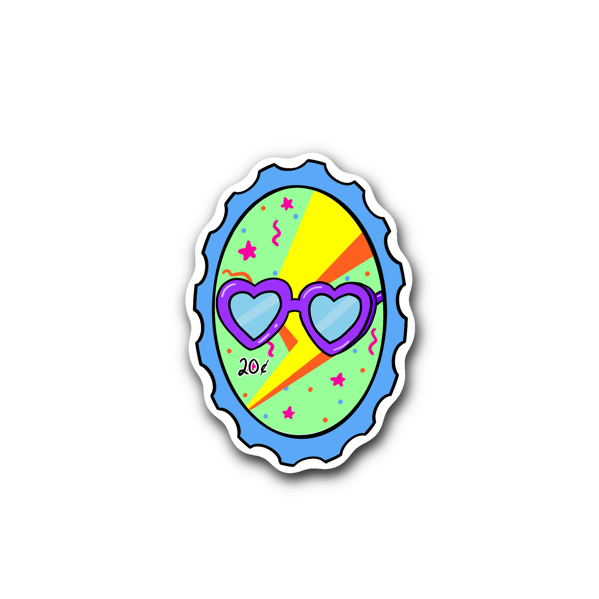 80s Heart Sunglasses - Glossy Vinyl Sticker
