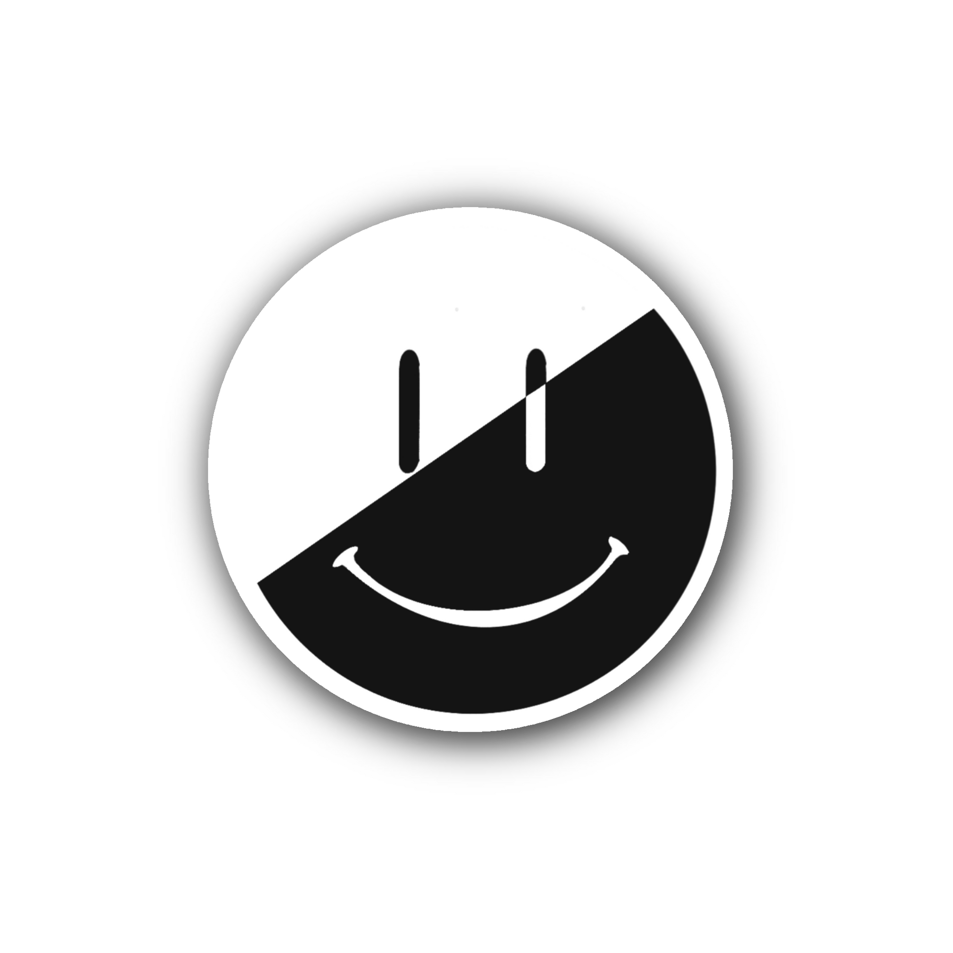 Black & White Split Smiley - Glossy Vinyl Sticker