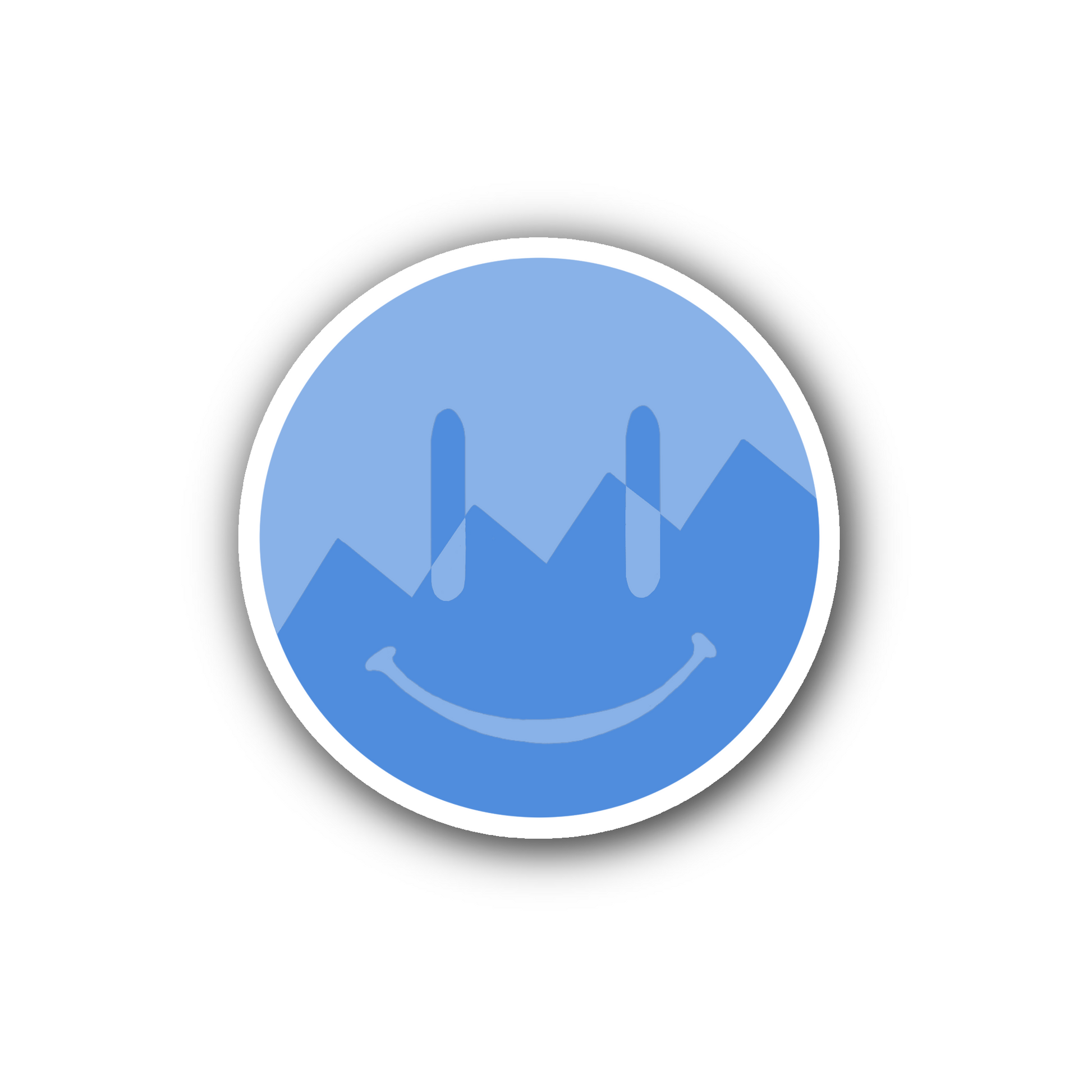 Blue ZigZag Split Smiley – Glossy Vinyl Sticker
