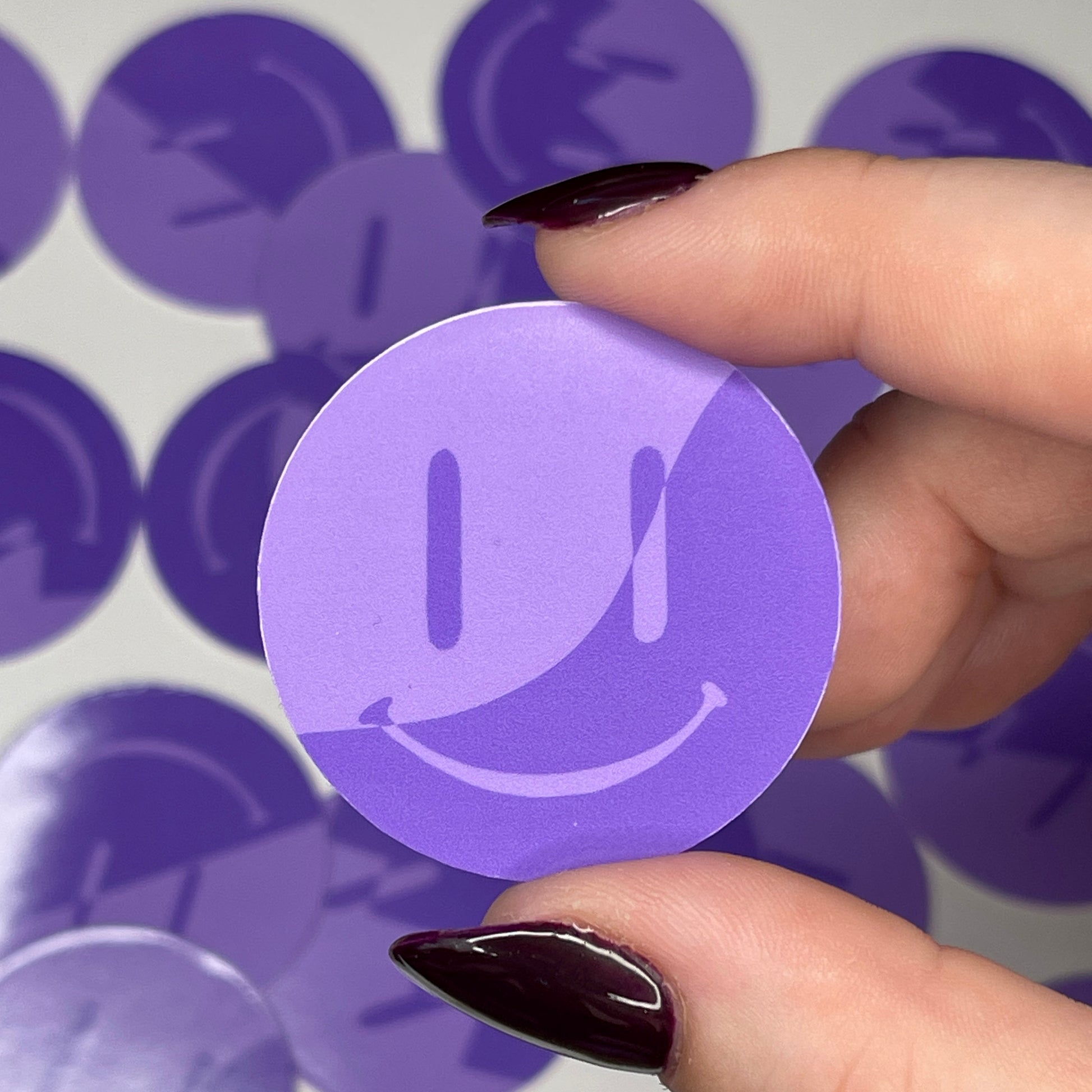 Purple Wavy Split Smiley - Glossy Vinyl Sticker