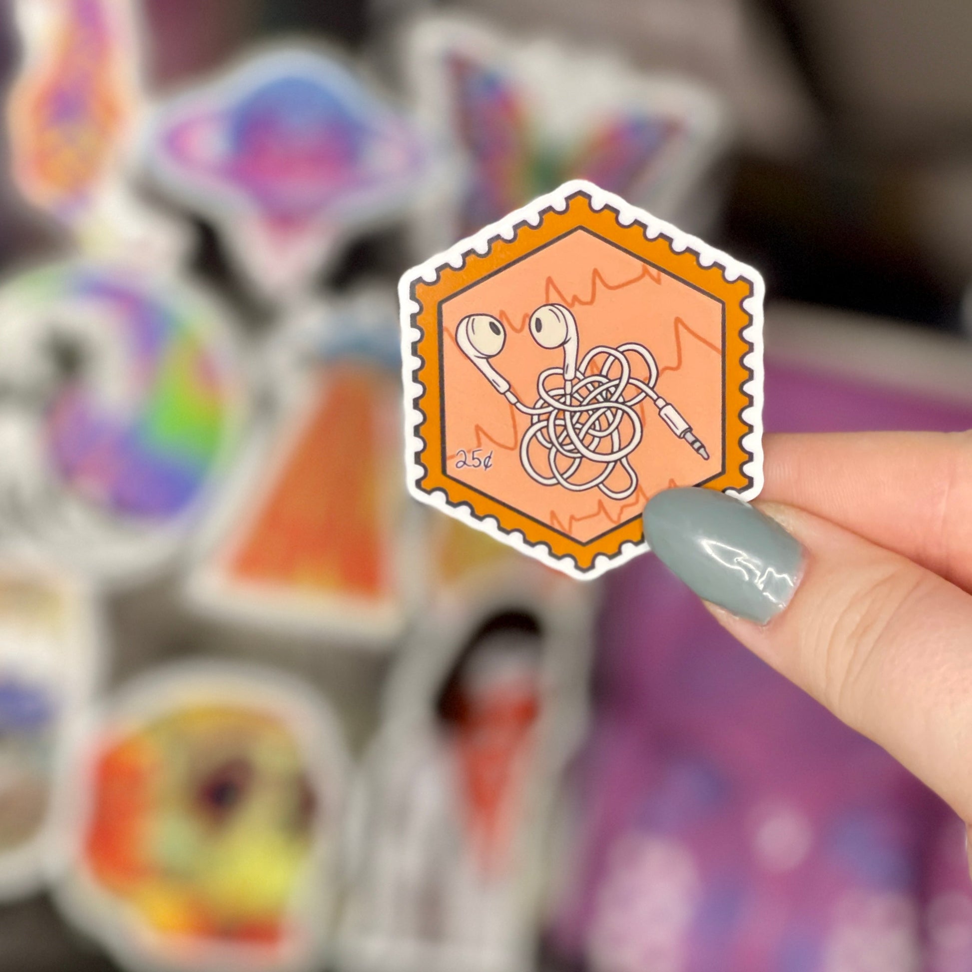 90s Tangled Earbuds - Glossy Vinyl Sticker