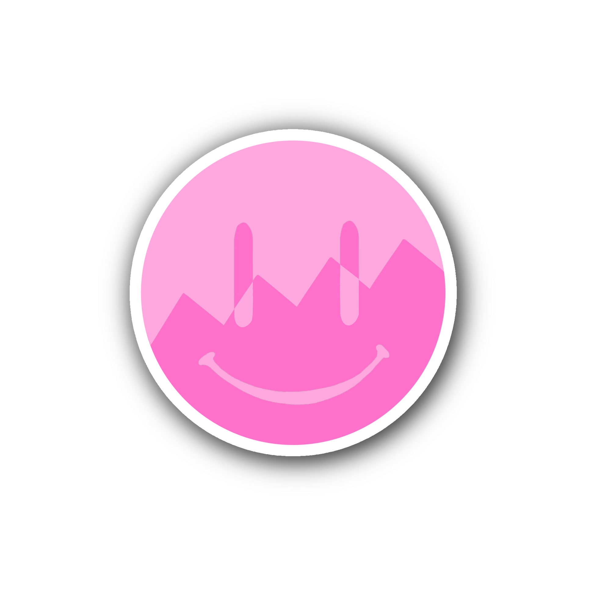 Pink ZigZag Split Smiley - Glossy Vinyl Sticker
