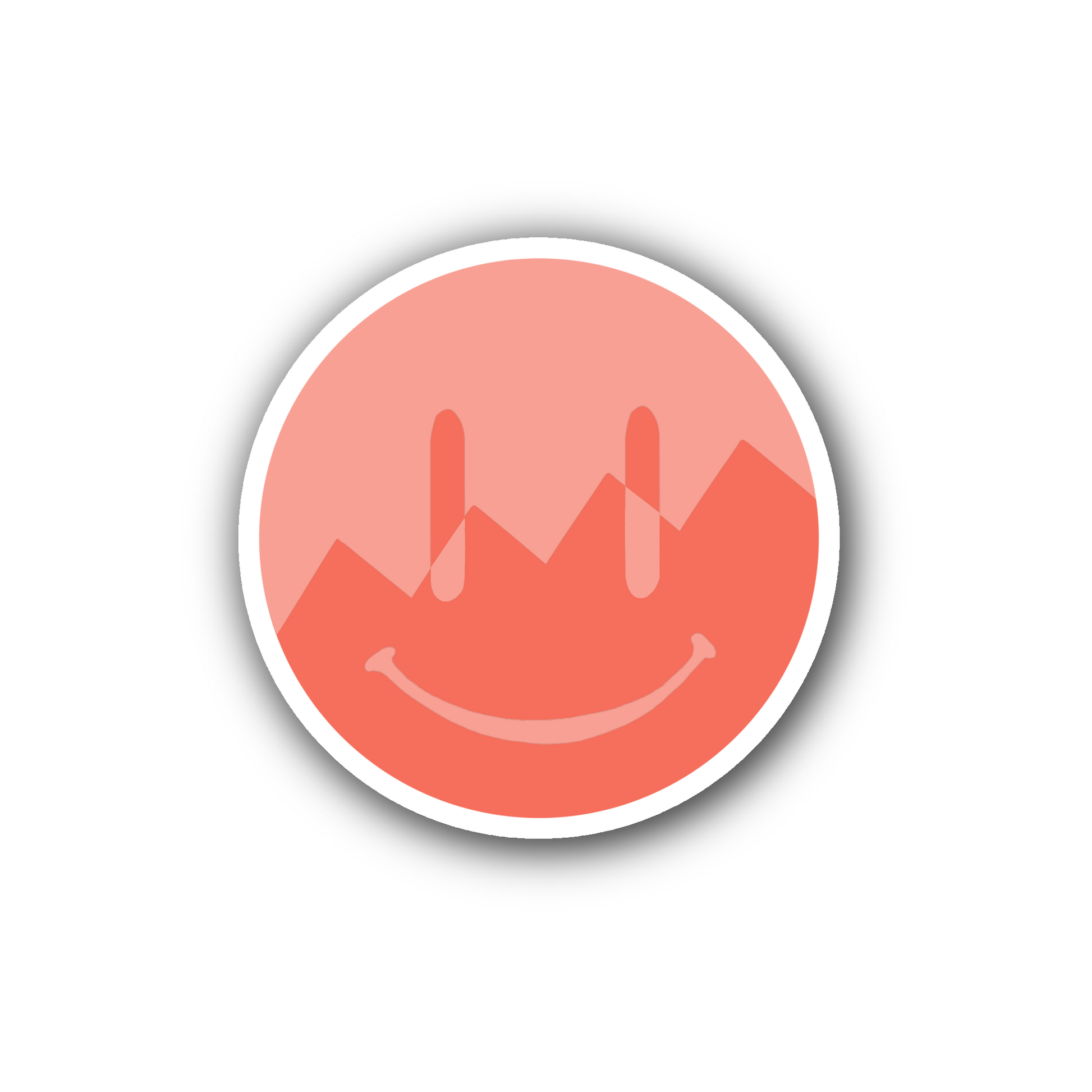 Red ZigZag Split Smiley - Glossy Vinyl Sticker