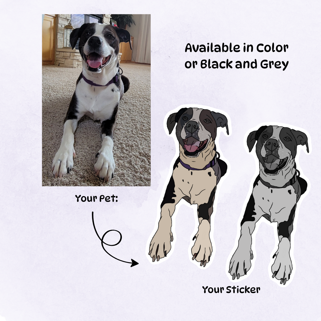 Custom Pet Portrait Sticker Pack - Glossy Vinyl Stickers