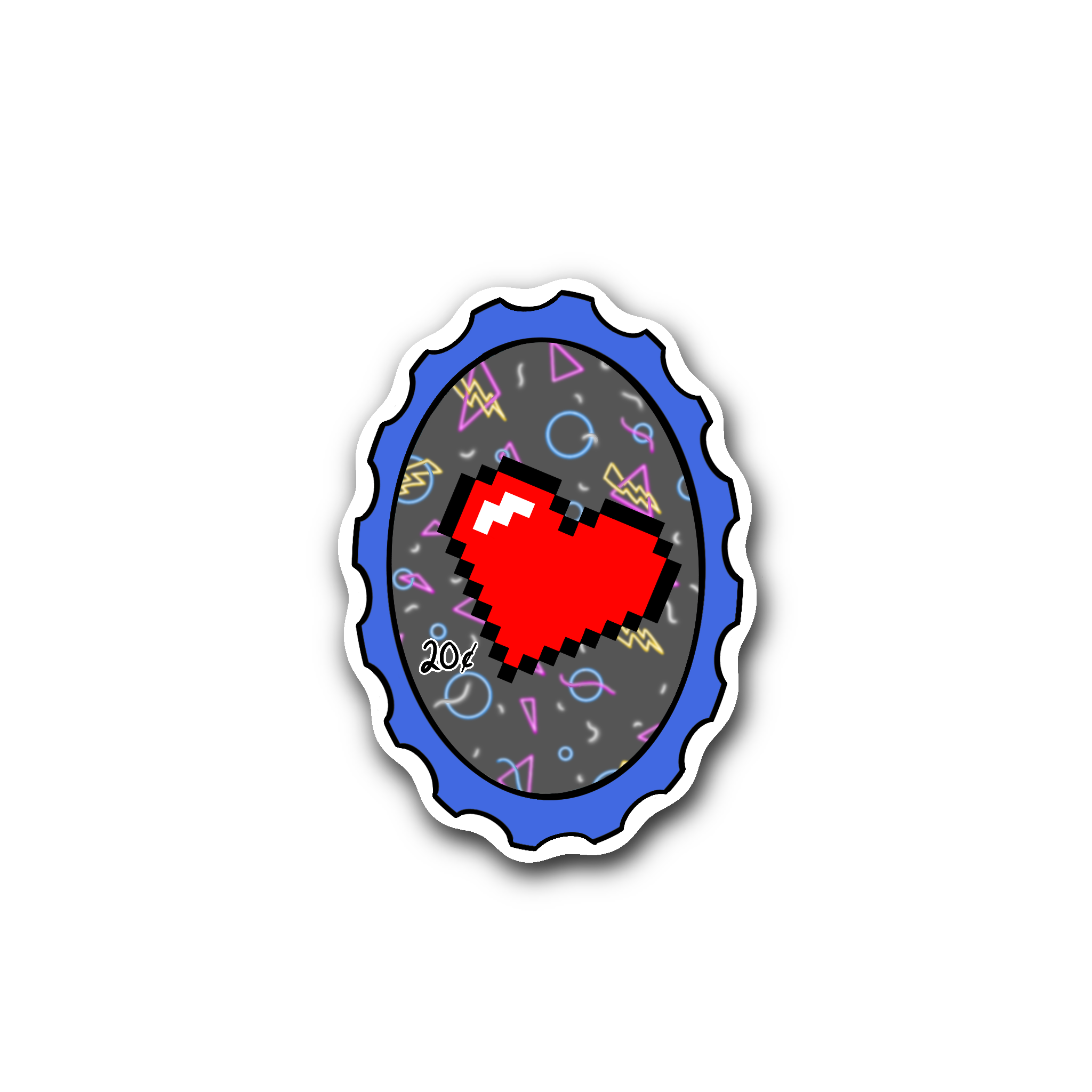 80s Arcade 8-Bit Heart - Glossy Vinyl Sticker