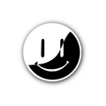 Black & White Wavy Split Smiley - Glossy Vinyl Sticker
