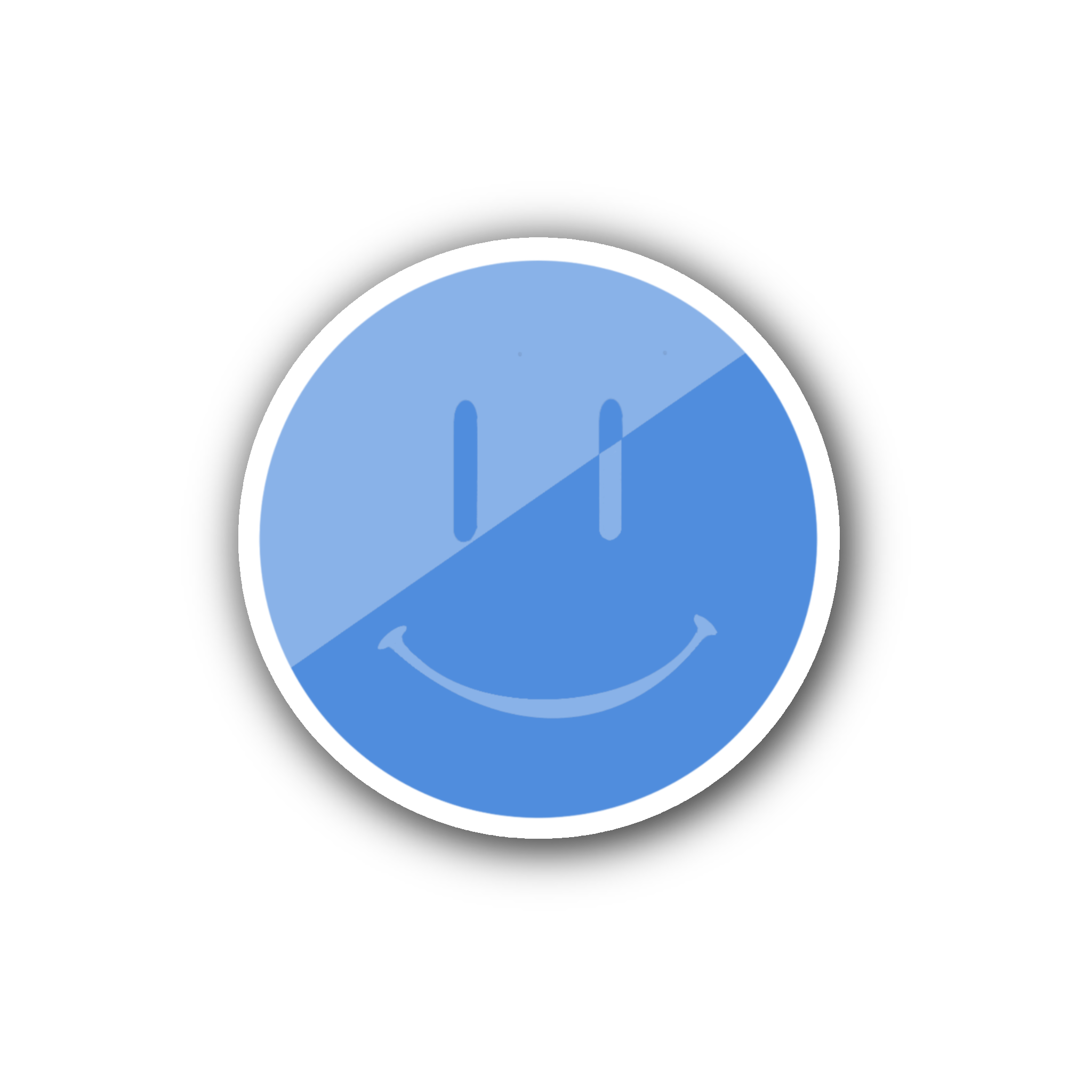 Blue Split Smiley - Glossy Vinyl Sticker