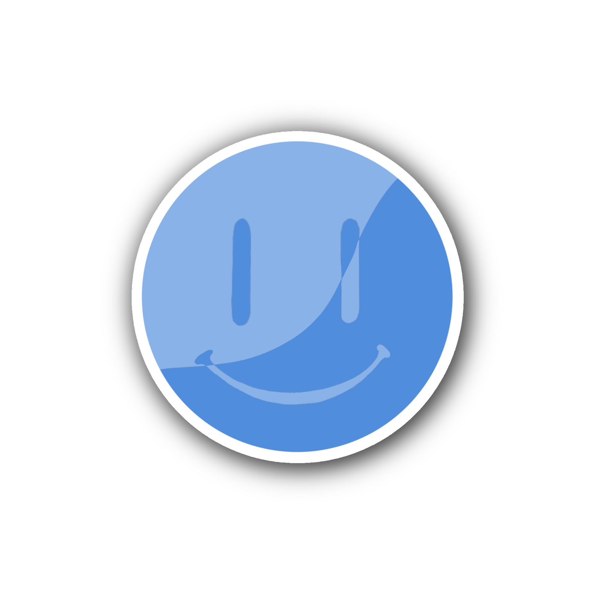 Blue Wavy Split Smiley - Glossy Vinyl Sticker