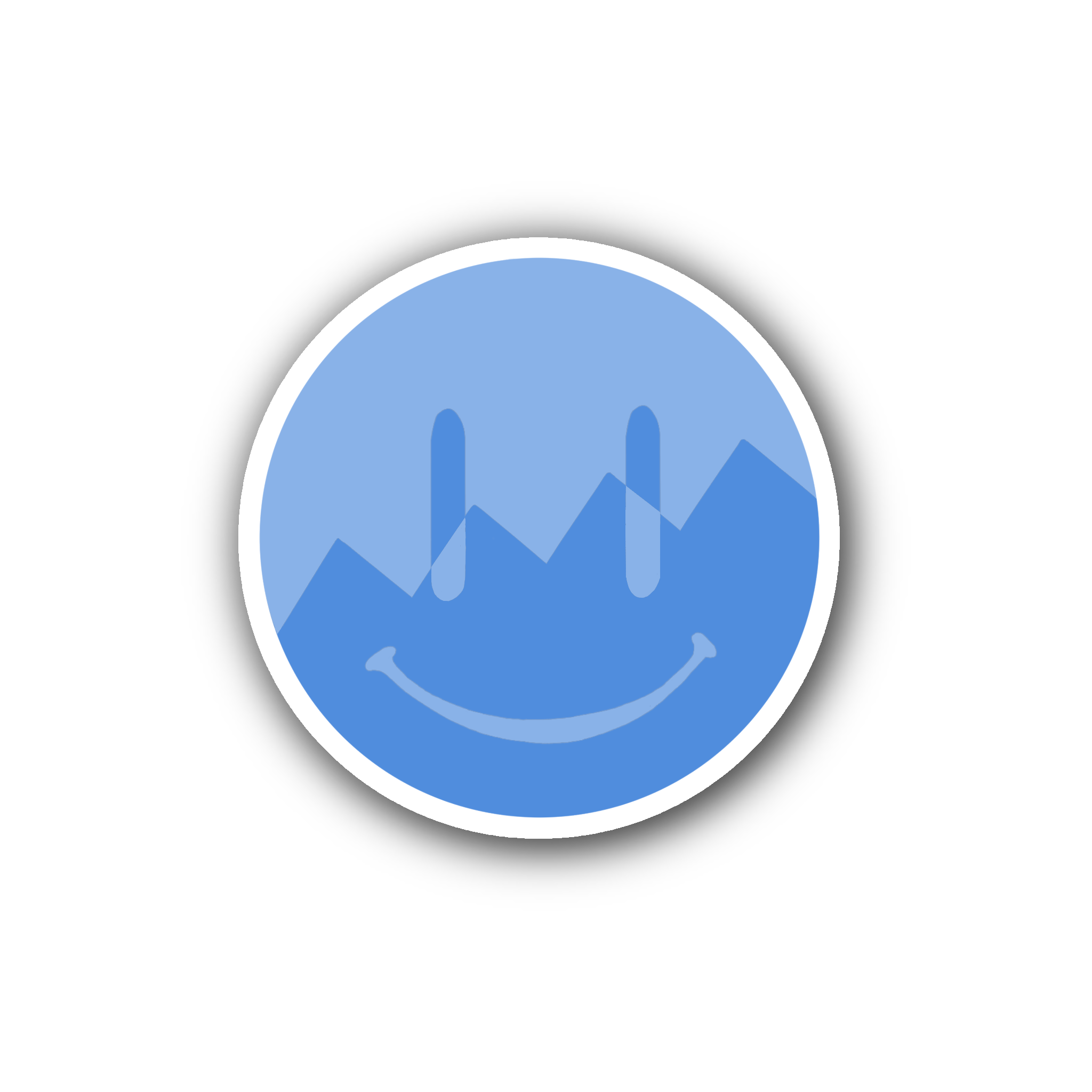 Blue ZigZag Split Smiley – Glossy Vinyl Sticker