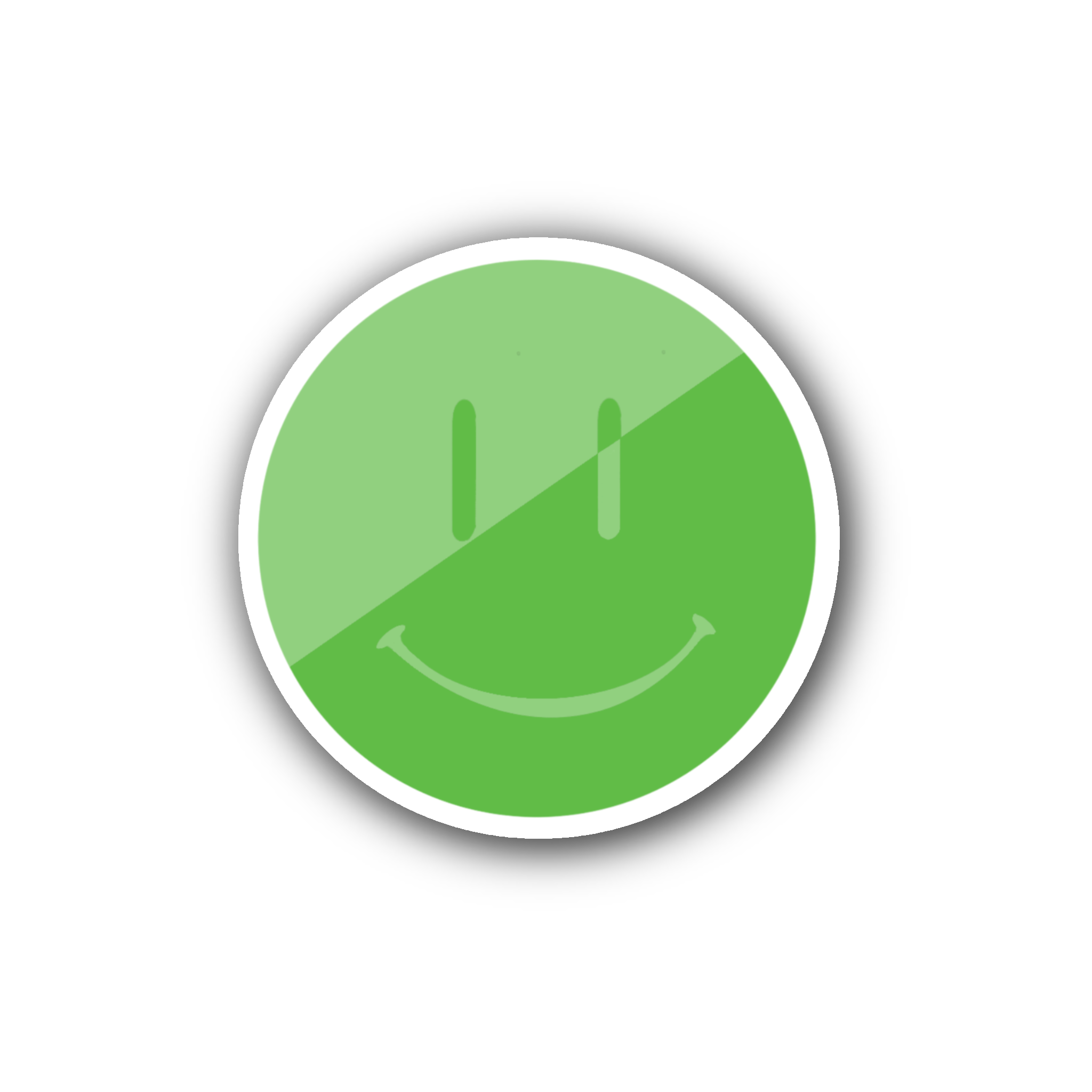 Green Split Smiley - Glossy Vinyl Sticker
