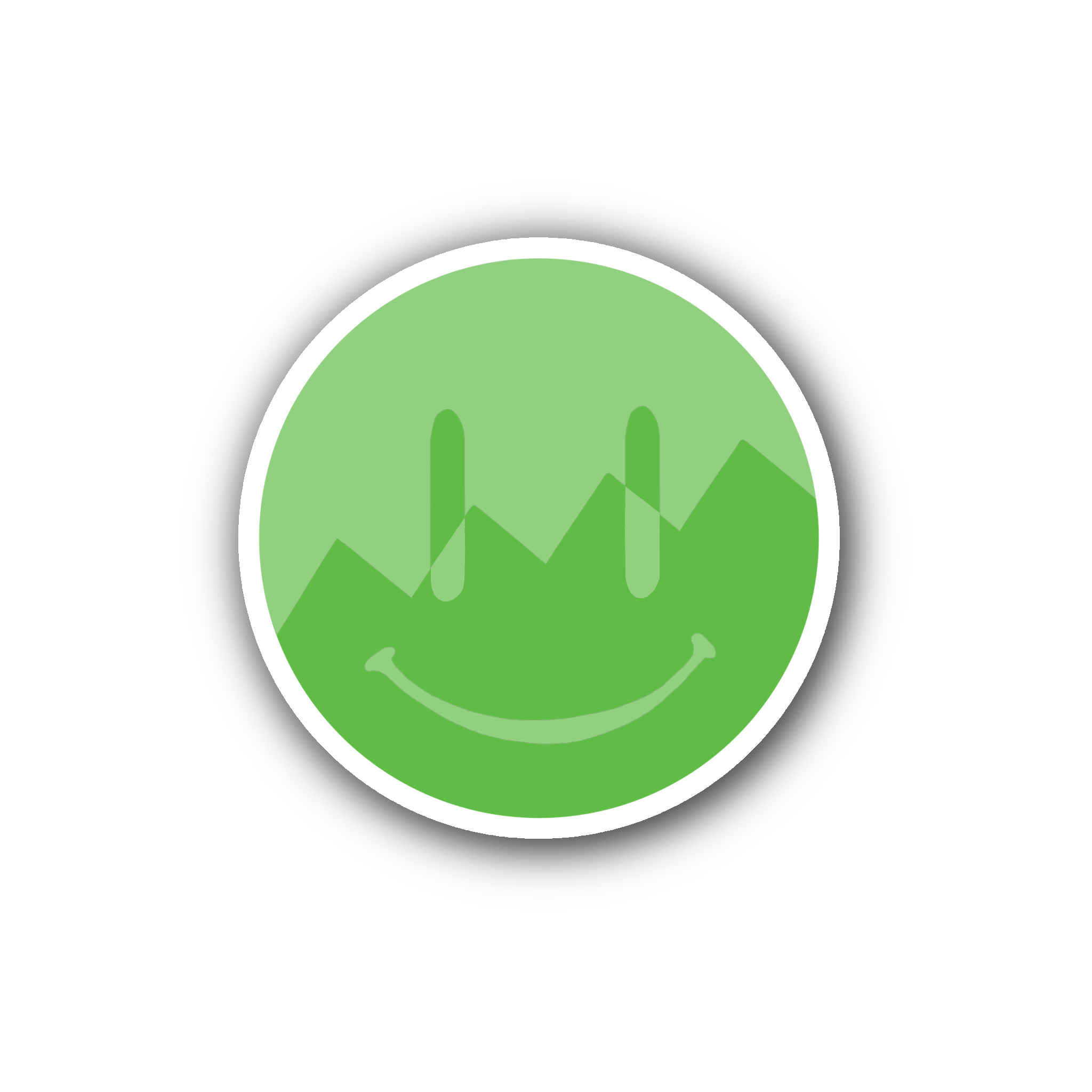 Green ZigZag Split Smiley – Glossy Vinyl Sticker