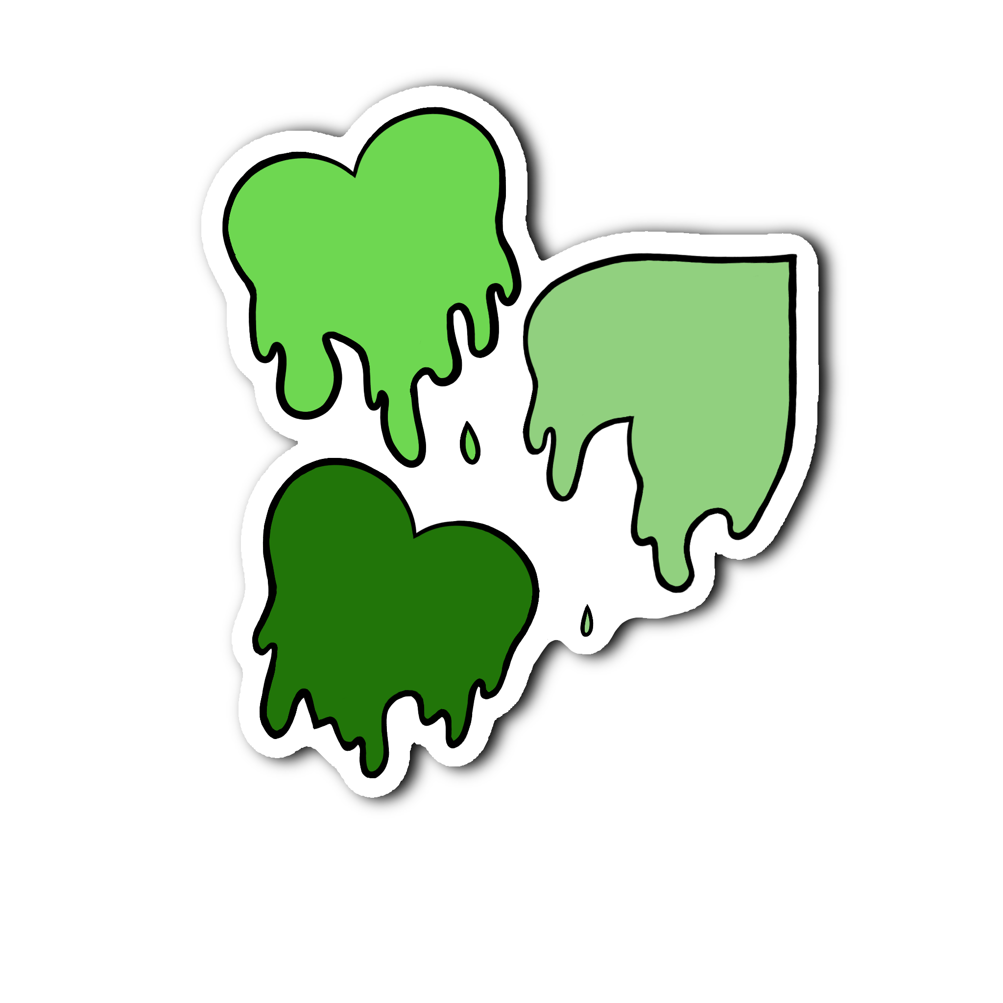 Green Love Spills Here - Glossy Vinyl Sticker