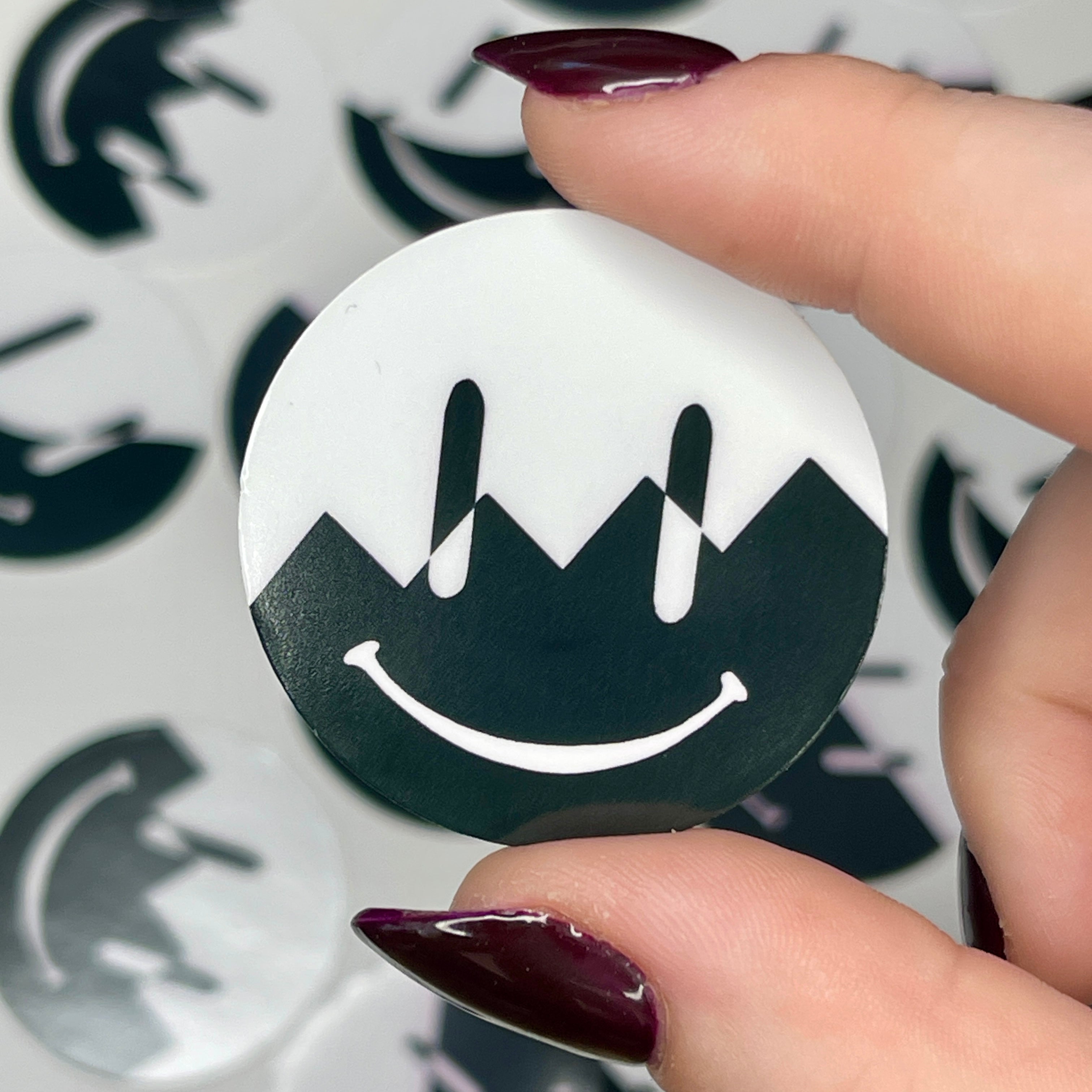 Black & White ZigZag Split Smiley