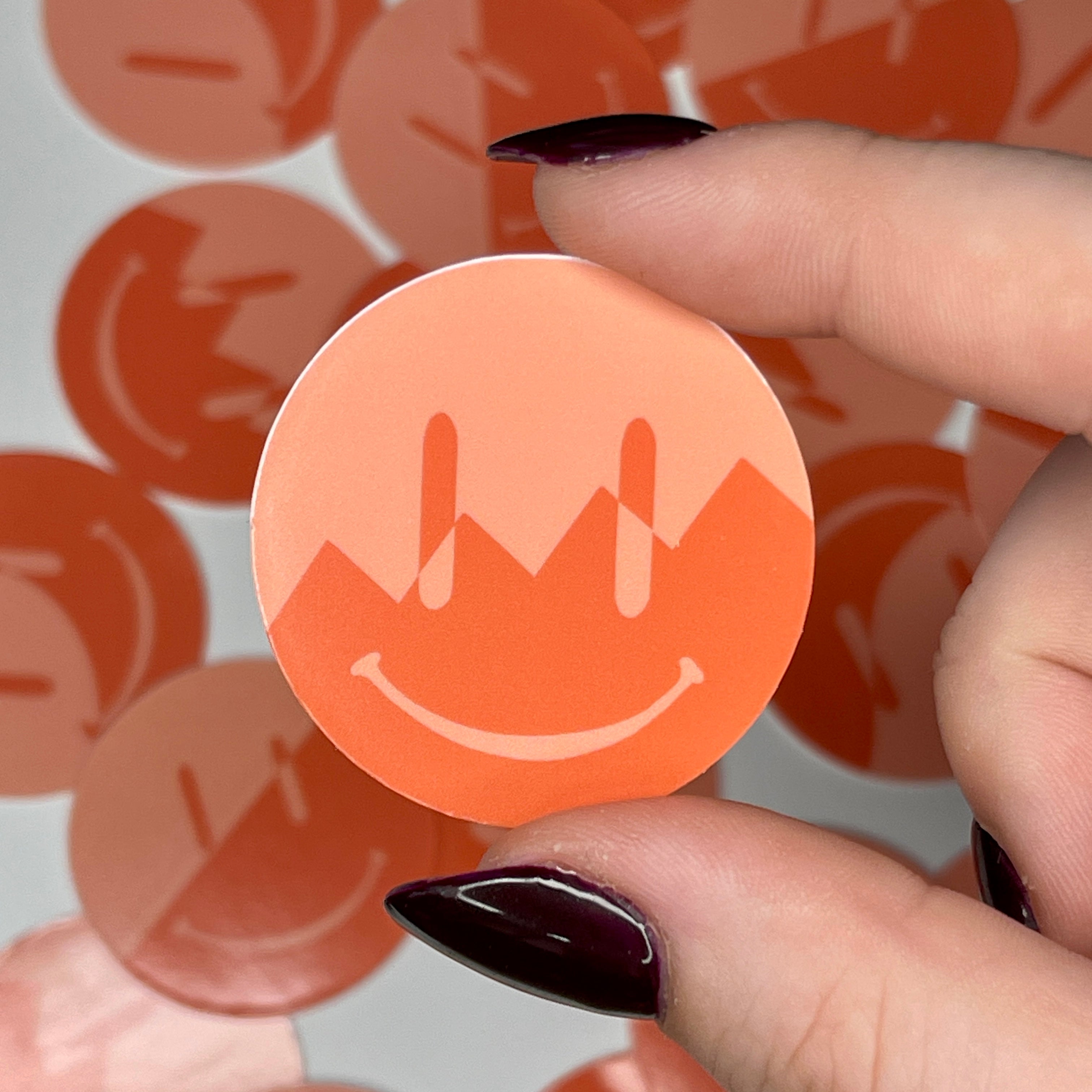 Red ZigZag Split Smiley - Glossy Vinyl Sticker