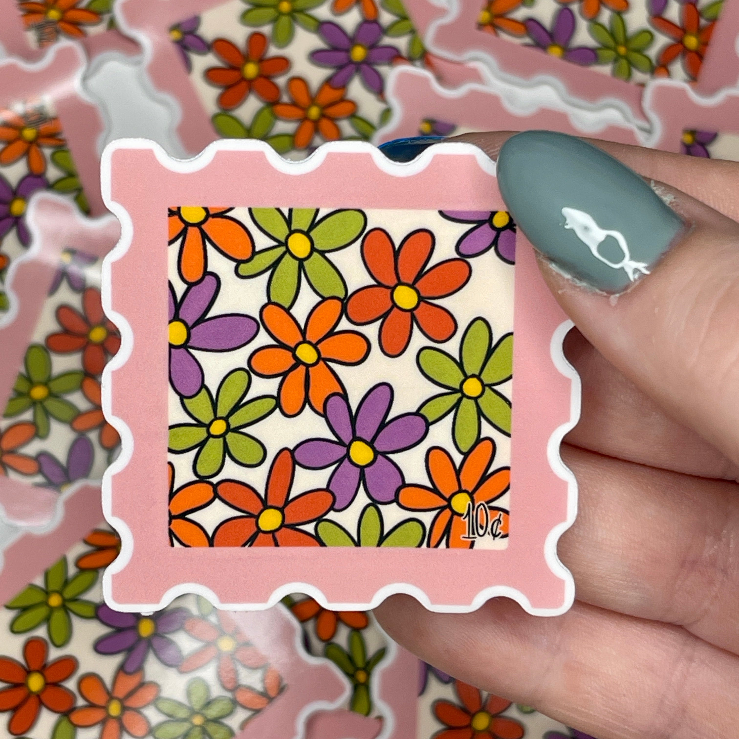 70s Vintage Flowers - Glossy Vinyl Sticker