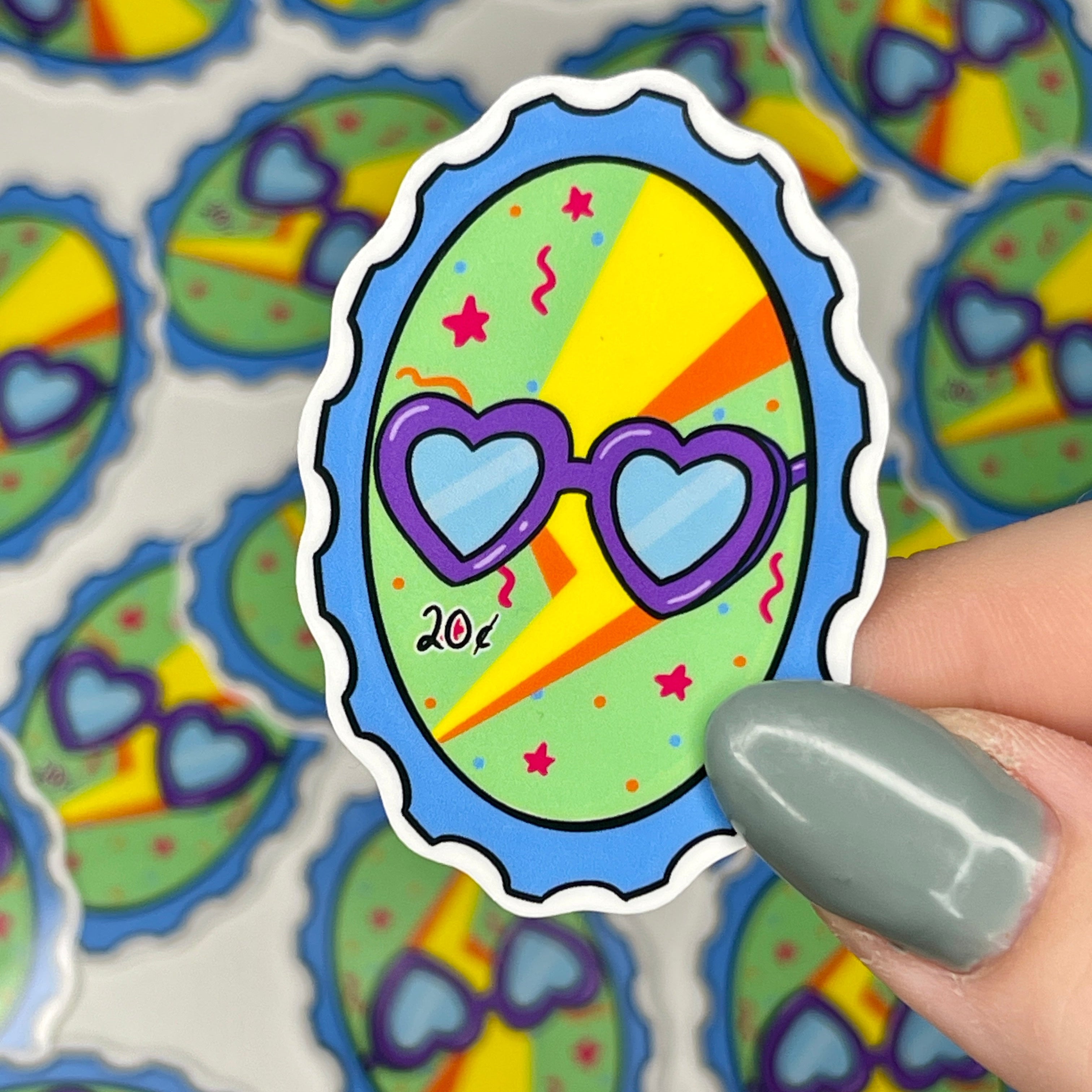 80s Heart Sunglasses - Glossy Vinyl Sticker