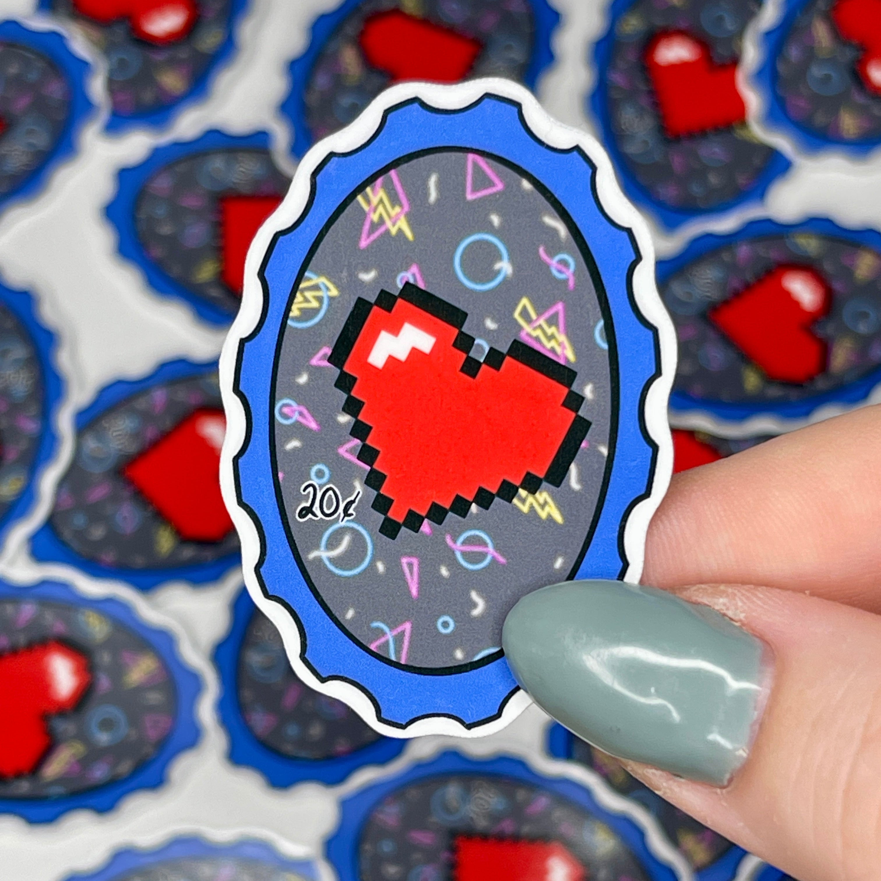 80s Arcade 8-Bit Heart - Glossy Vinyl Sticker