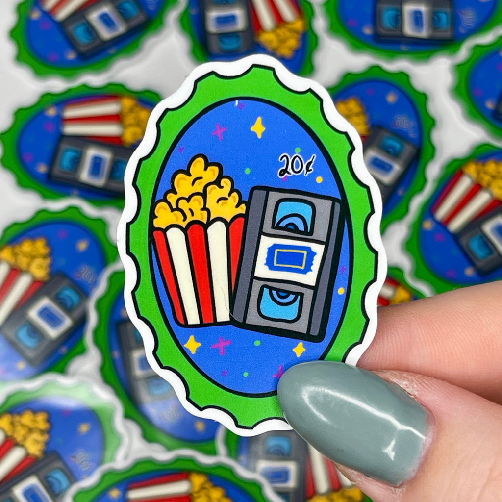 80s VHS Movie Night - Glossy Vinyl Sticker