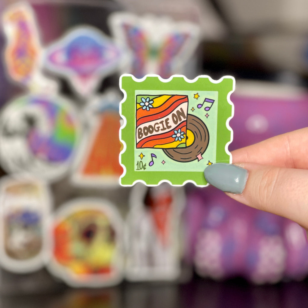 70s Boogie On - Glossy Vinyl Sticker