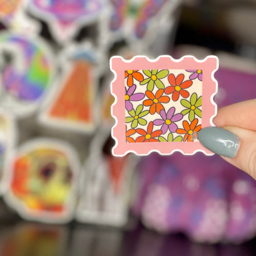70s Vintage Flowers - Glossy Vinyl Sticker