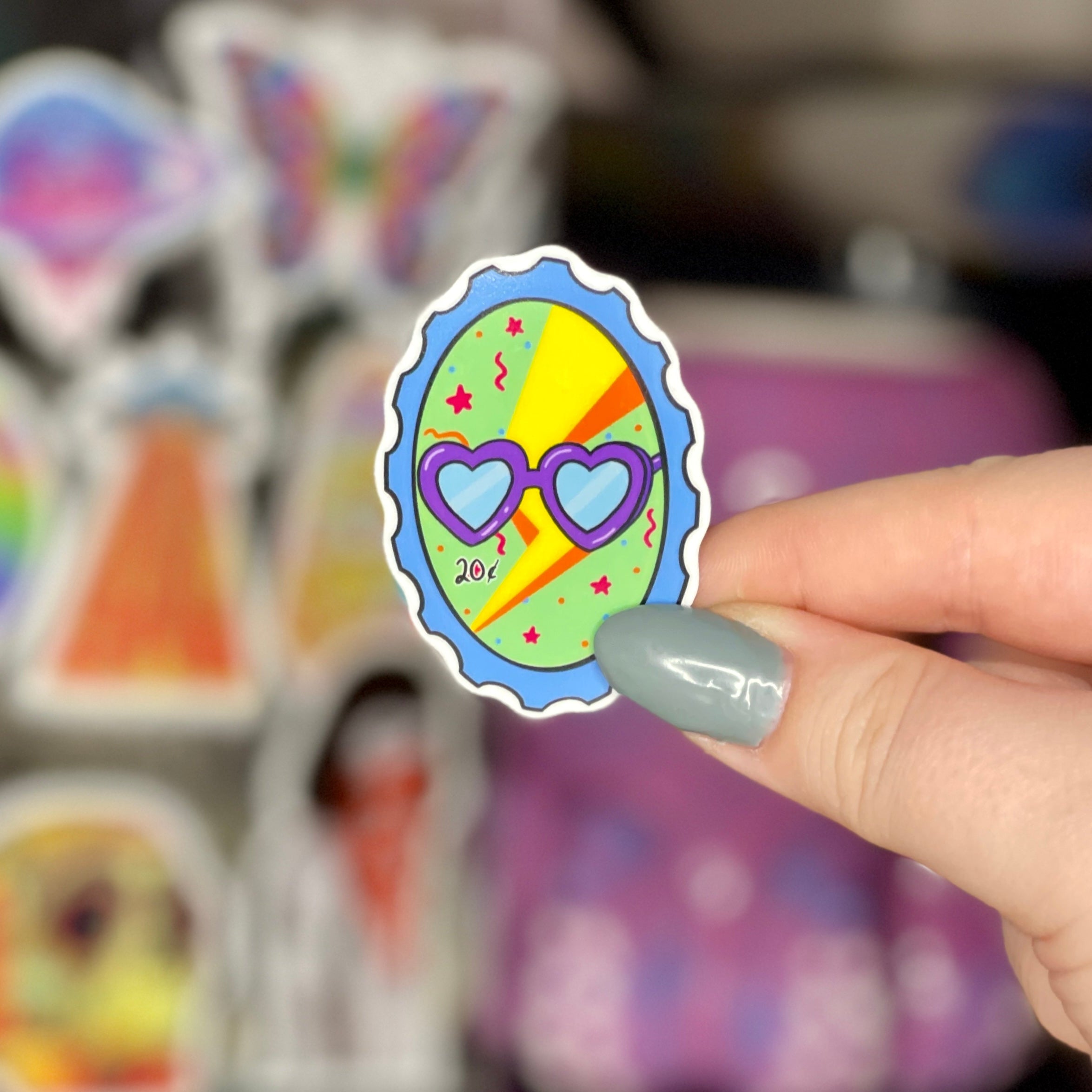 80s Heart Sunglasses - Glossy Vinyl Sticker