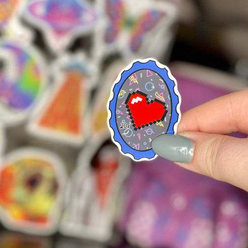 80s Arcade 8-Bit Heart - Glossy Vinyl Sticker