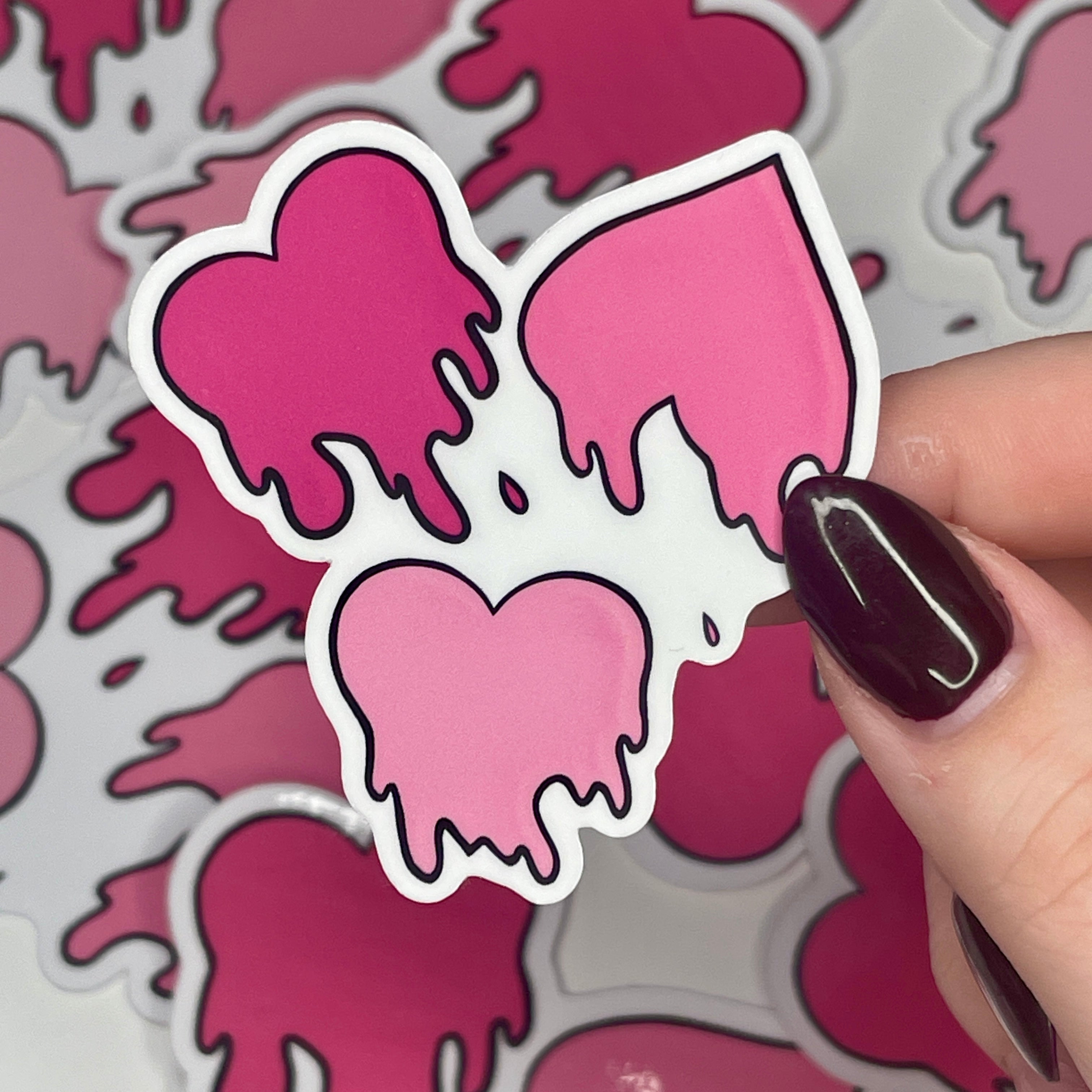 Pink Love Spills Here - Glossy Vinyl Sticker