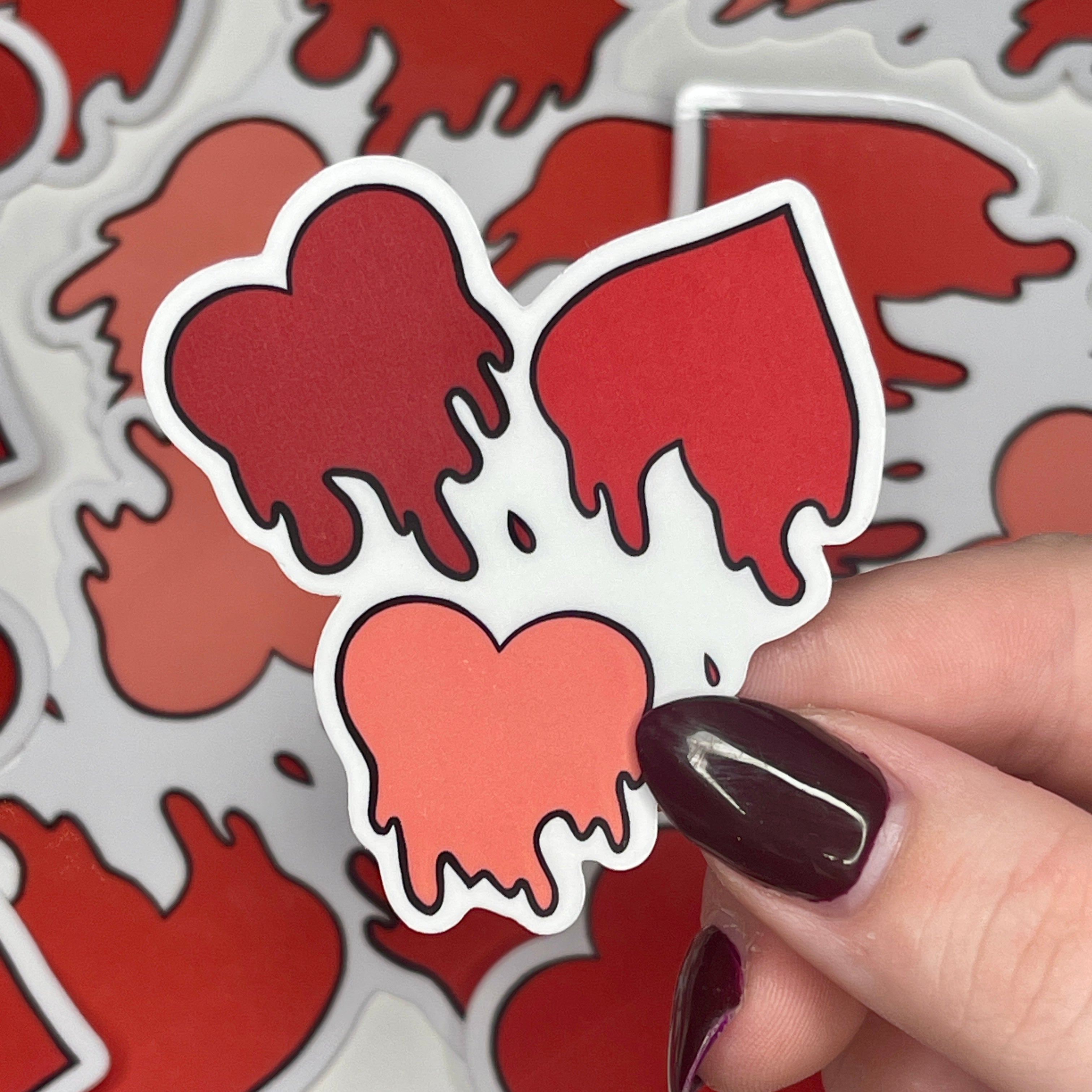 Red Love Spills Here - Glossy Vinyl Sticker