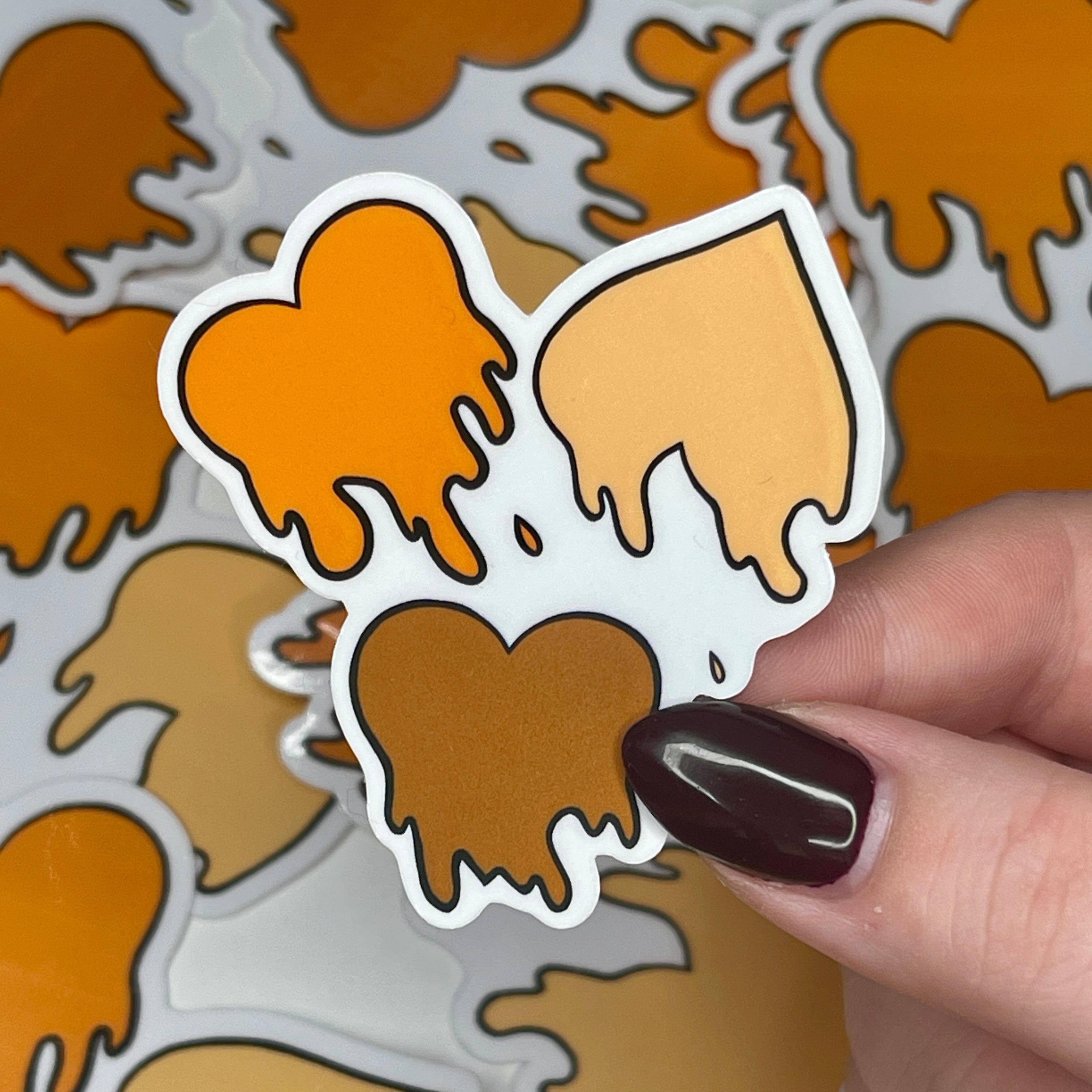 Orange Love Spills Here - Glossy Vinyl Sticker