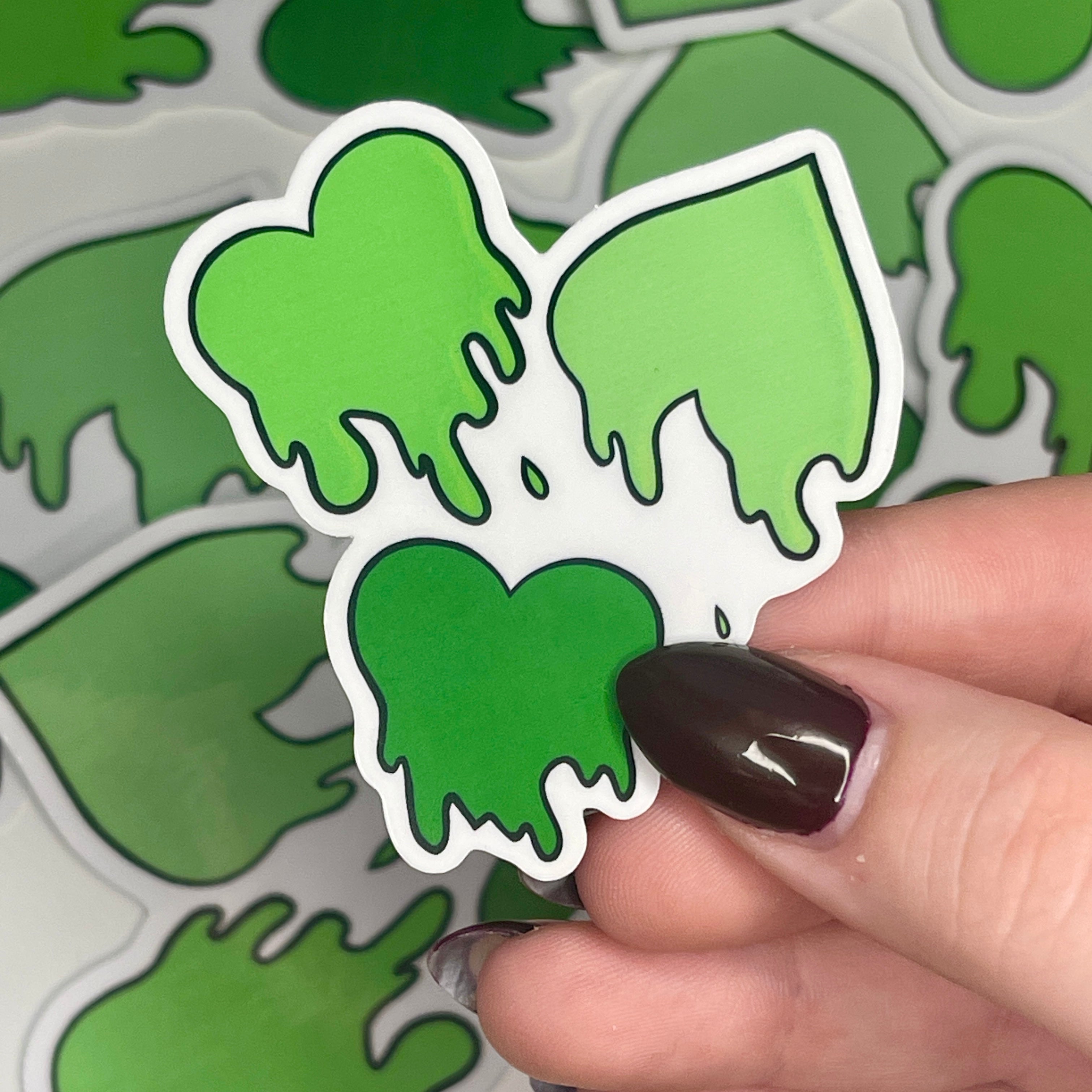 Green Love Spills Here - Glossy Vinyl Sticker