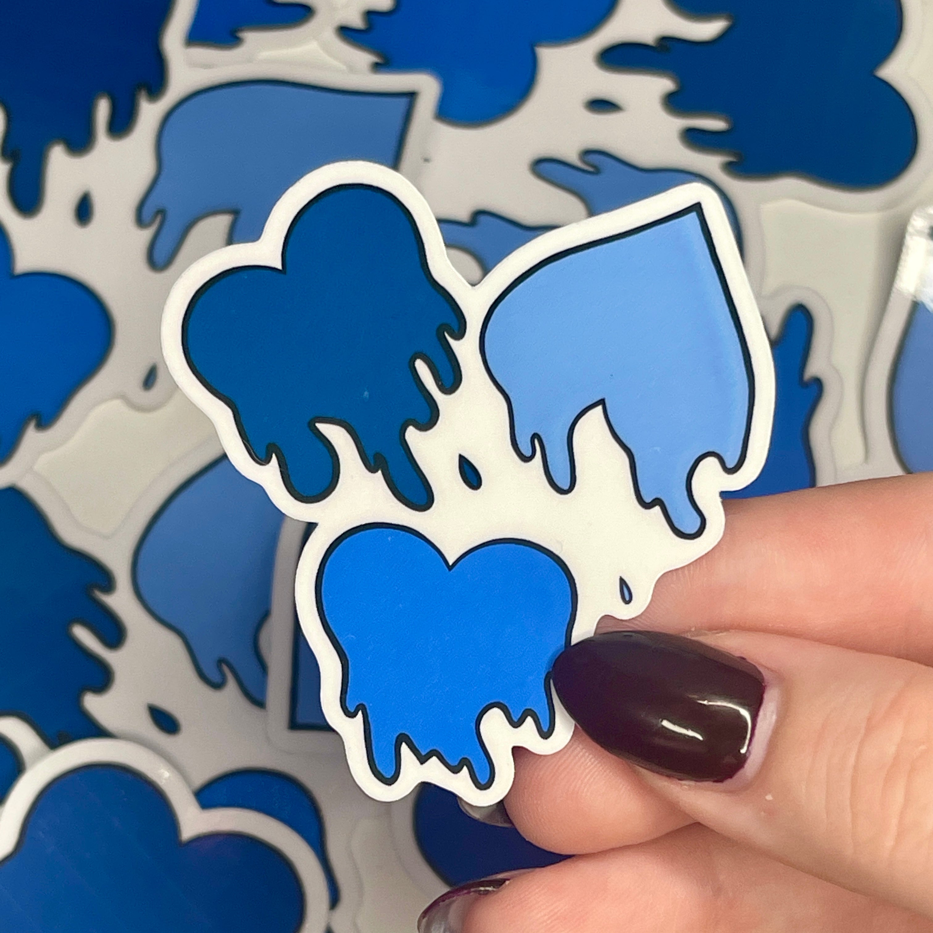Blue Love Spills Here - Glossy Vinyl Sticker