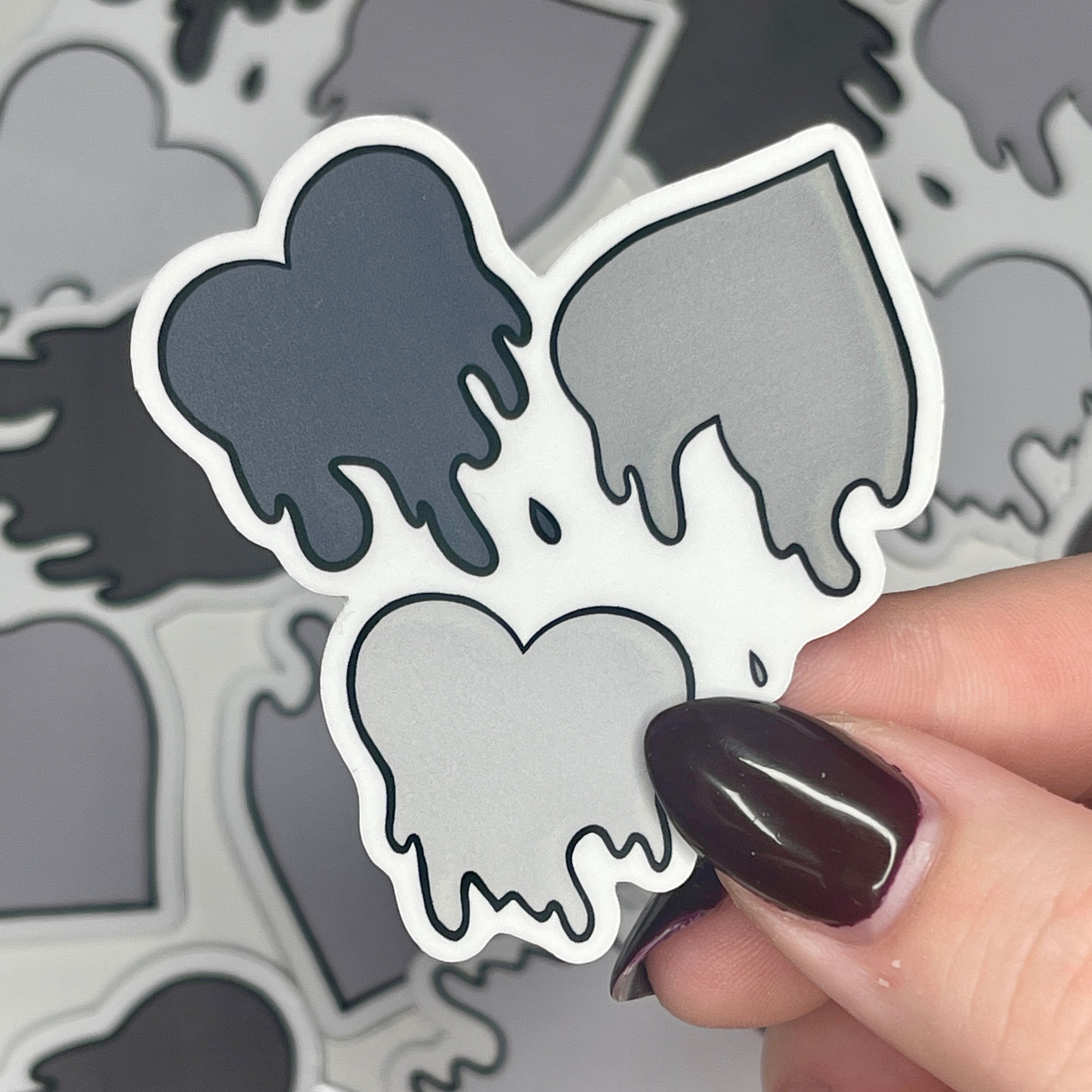 Grey Love Spills Here - Glossy Vinyl Sticker