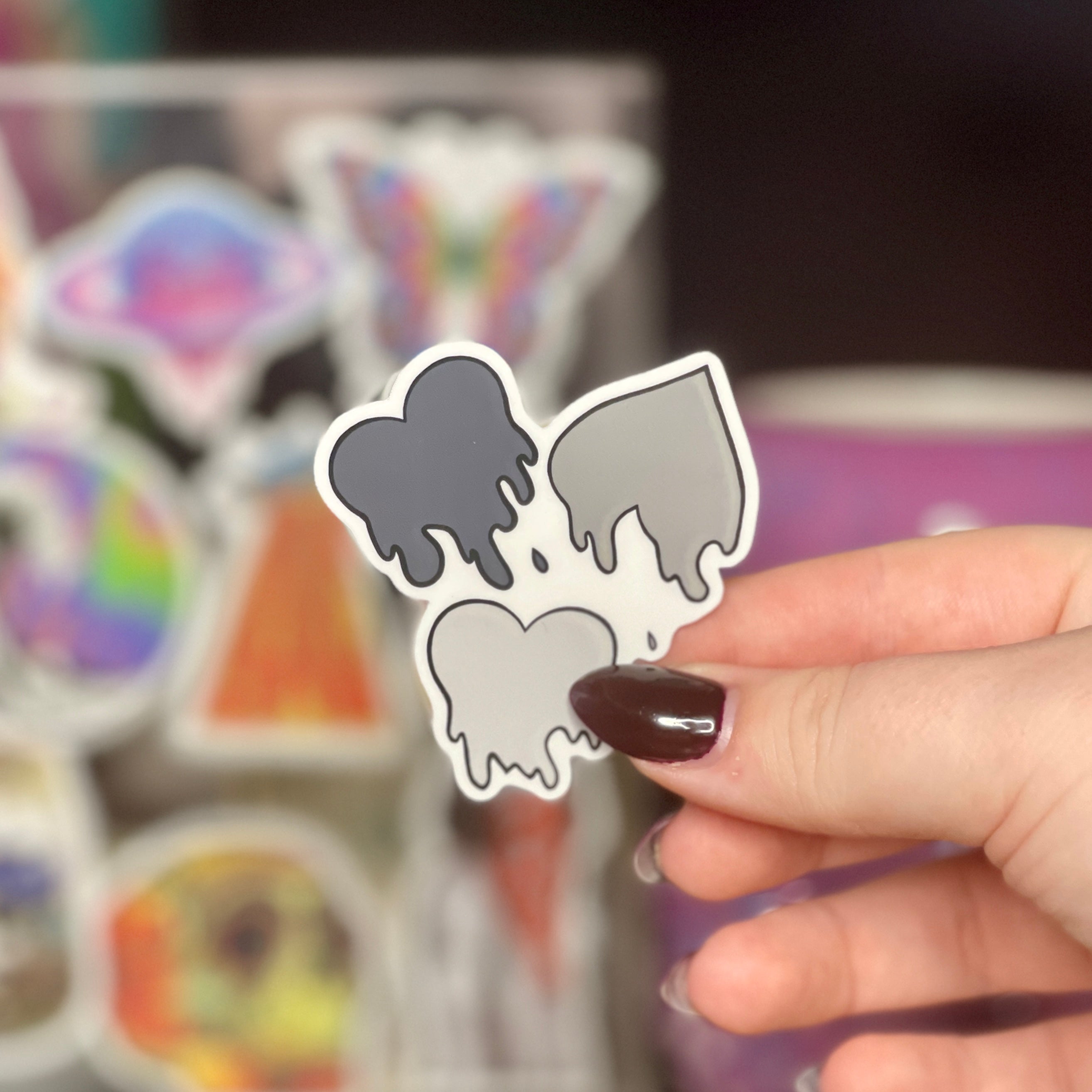 Grey Love Spills Here - Glossy Vinyl Sticker
