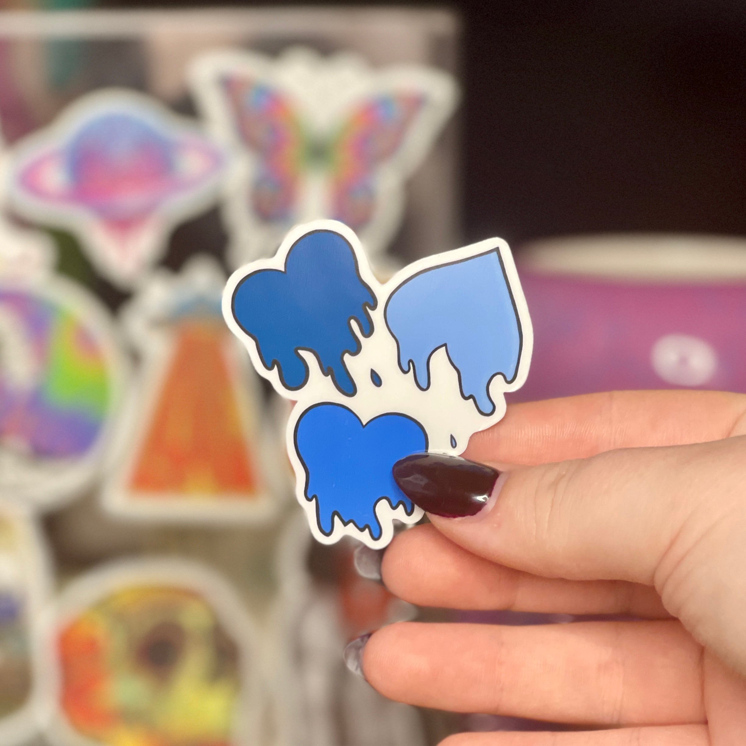 Blue Love Spills Here - Glossy Vinyl Sticker