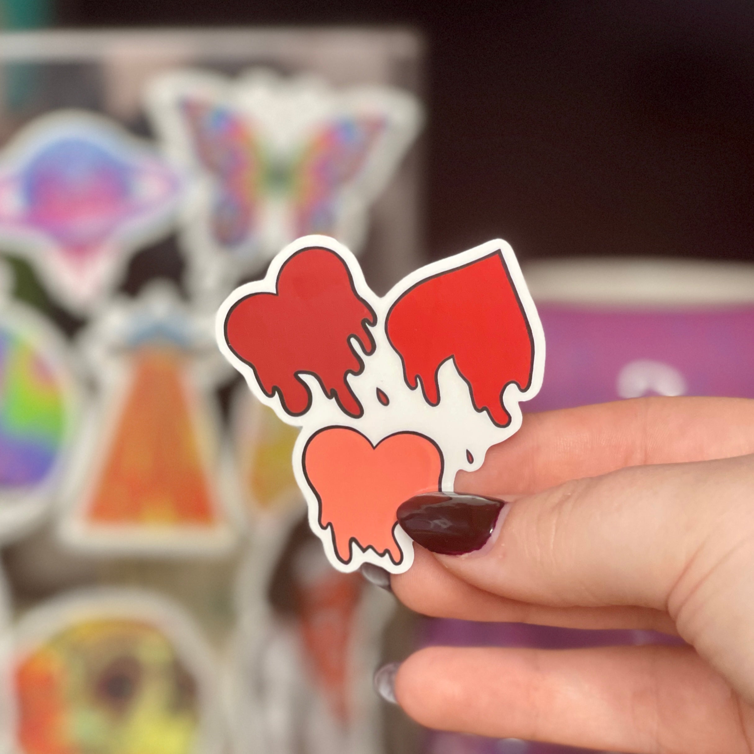 Red Love Spills Here - Glossy Vinyl Sticker
