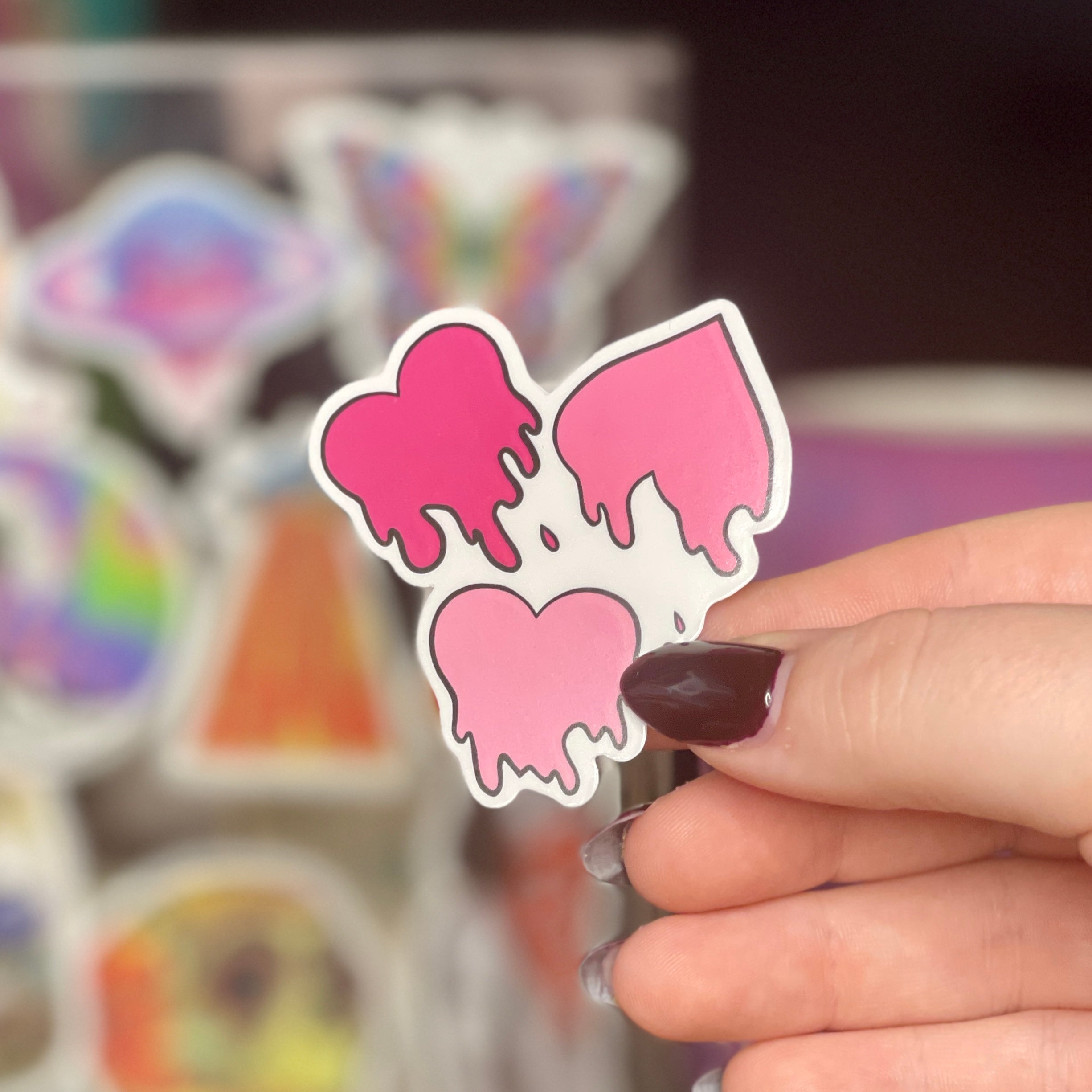 Pink Love Spills Here - Glossy Vinyl Sticker