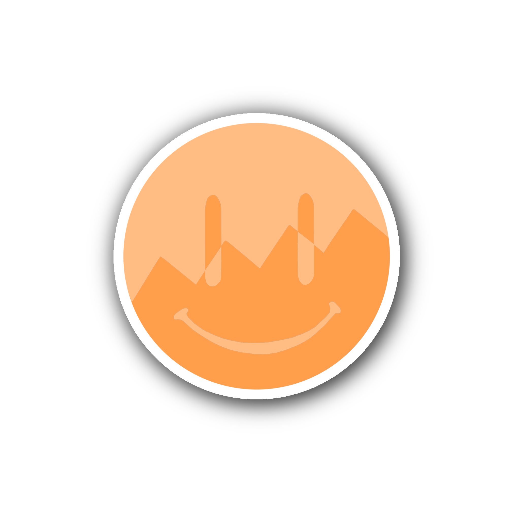 Orange ZigZag Split Smiley – Glossy Vinyl Sticker