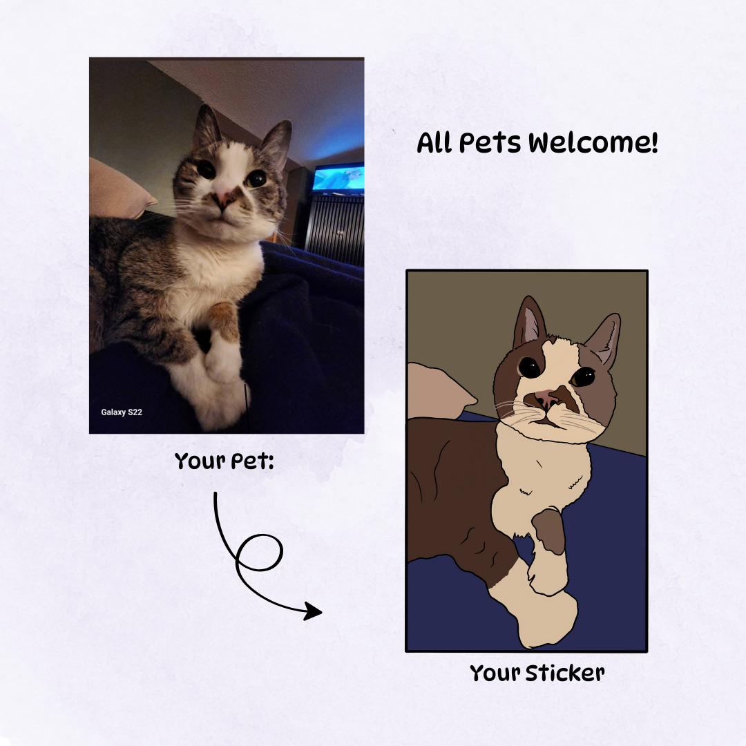 Custom Pet Portrait Sticker Pack - Glossy Vinyl Stickers