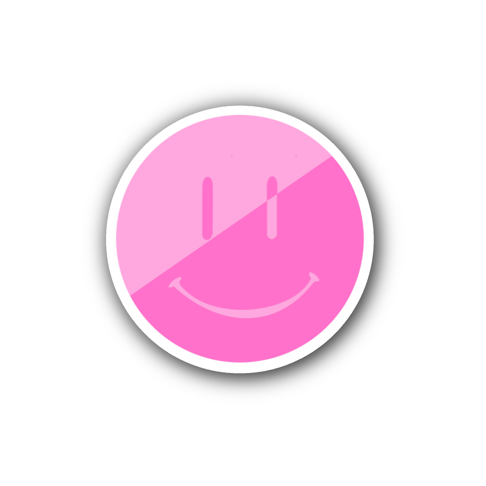 Pink Split Smiley - Glossy Vinyl Sticker