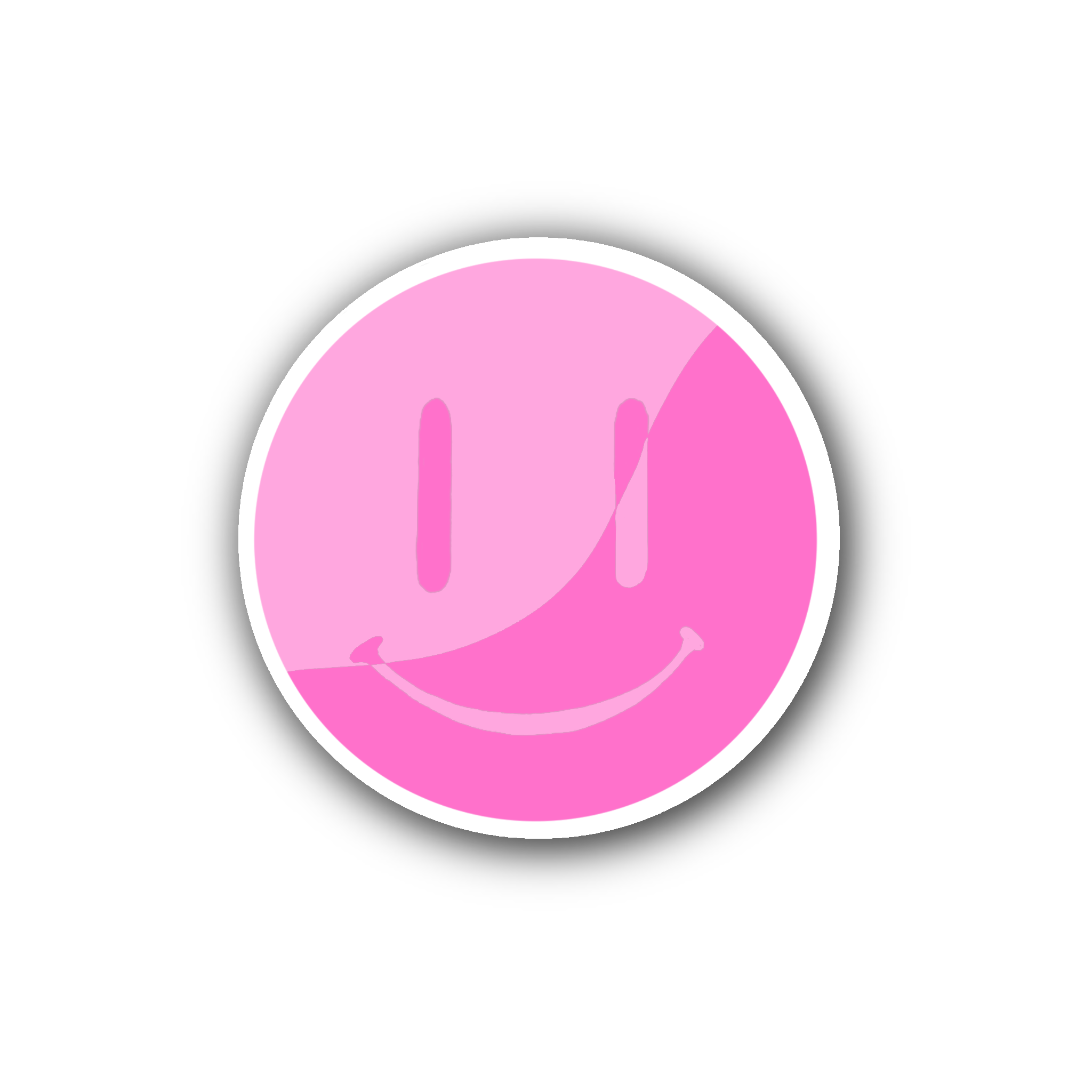 Pink Wavy Split Smiley - Glossy Vinyl Sticker