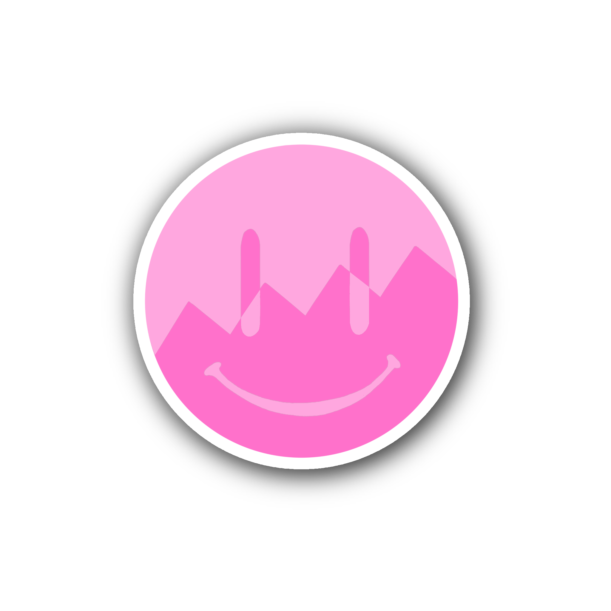 Pink ZigZag Split Smiley - Glossy Vinyl Sticker