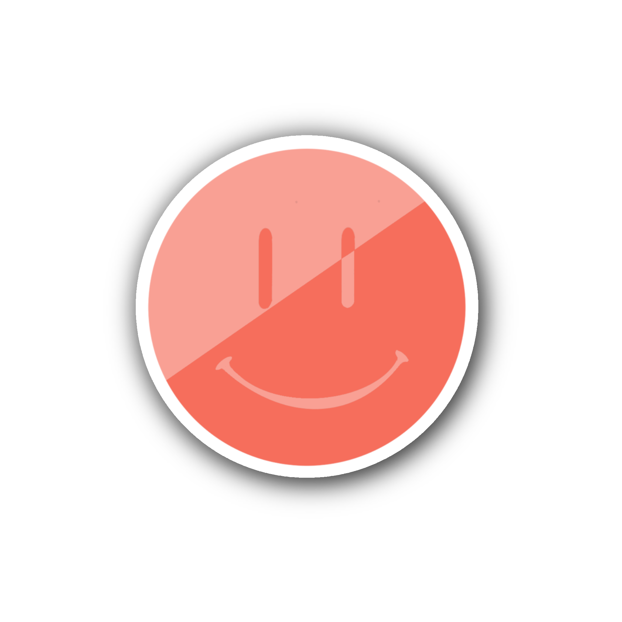 Red Split Smiley- Glossy Vinyl Sticker