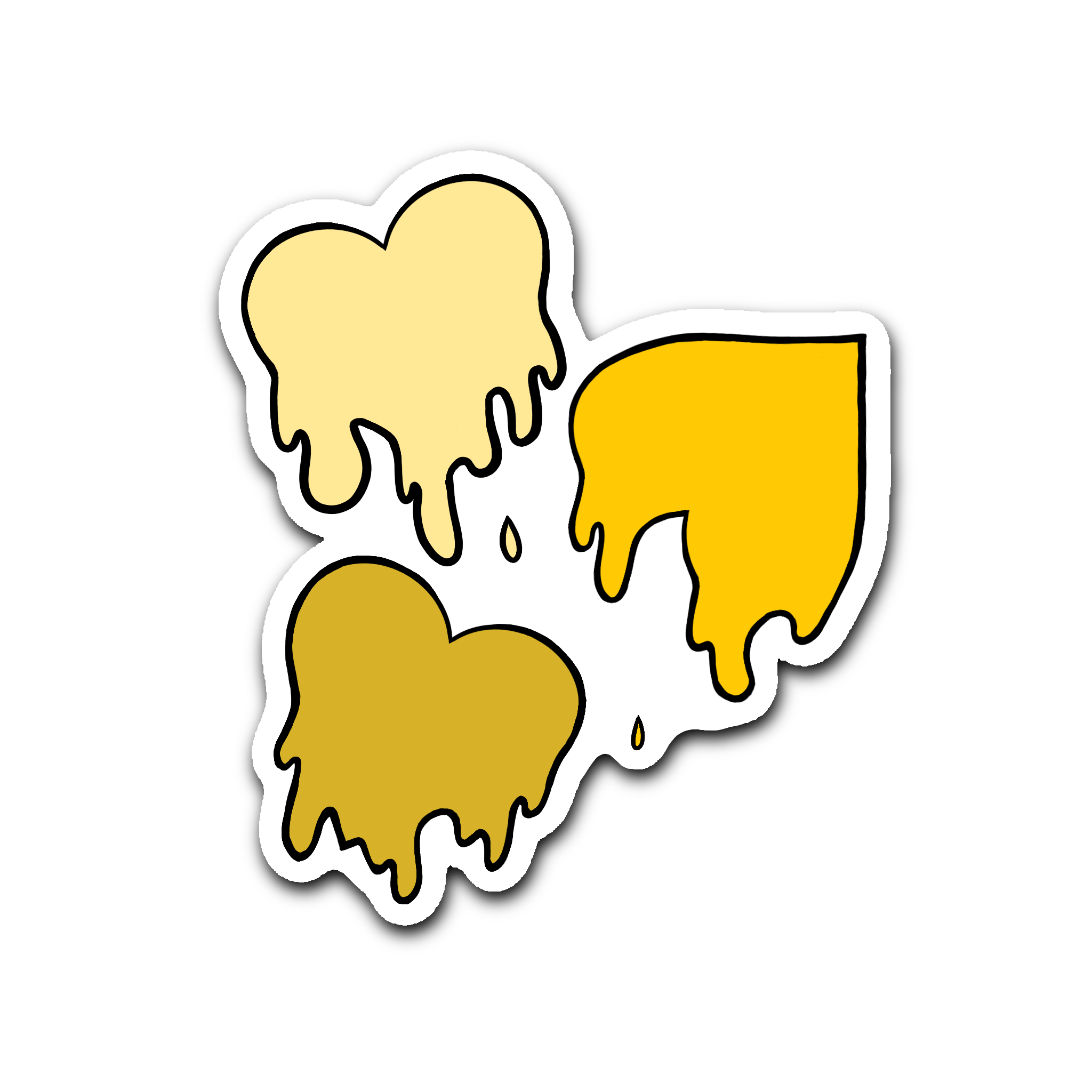 Yellow Love Spills Here - Glossy Vinyl Sticker
